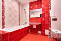 رنک کاشی توالت قرمز