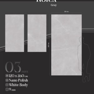 سرامیک رولکس طوسی تیره نانو پولیش فوجی تایل 120×260